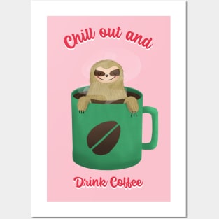 Coffee Lover Funny Cute Sloth Posters and Art